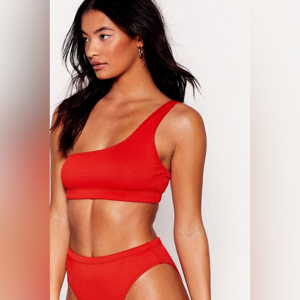 Nasty Gal Ribbed One Shoulder Bikini Set - Picture 3 of 7